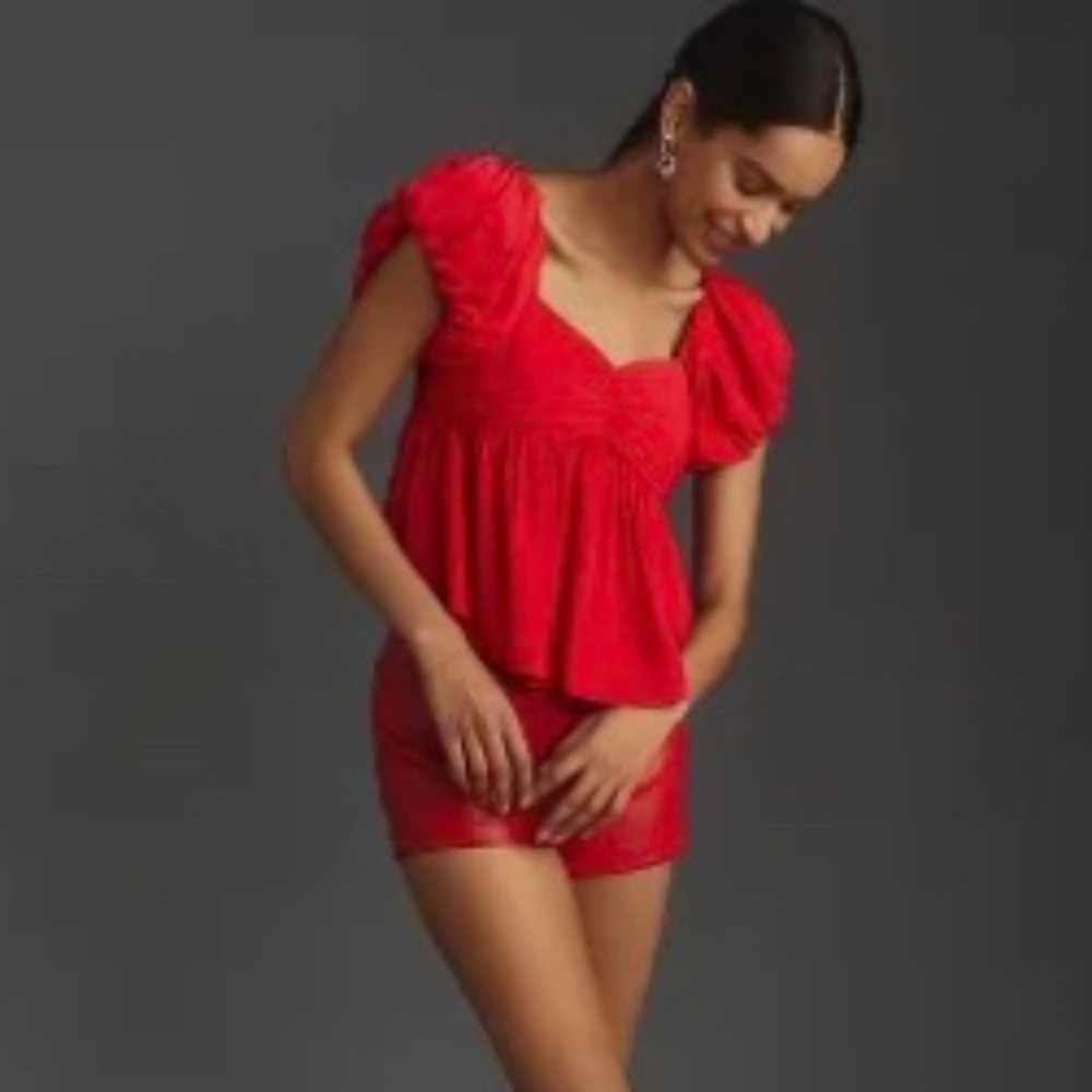 Mare Mare Puff-Sleeve Babydoll Top - Small
